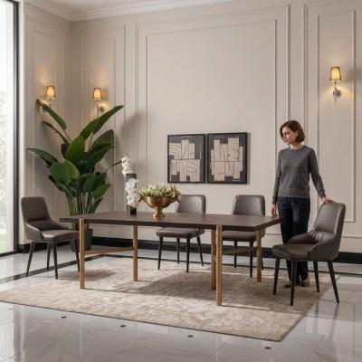 Eetkamerset Eethoek Eetkamer 7-delig Eettafel Stoelen Bruin Eetkamer meubels