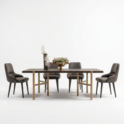 Eetkamerset Eethoek Eetkamer 7-delig Eettafel Stoelen Bruin Eetkamer meubels