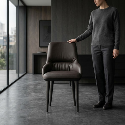 Eetkamerstoel Keukenstoel Kunstleder Groep Set 6-delig Stoelen Bruin