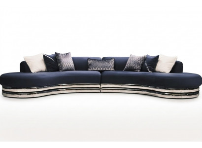 Bank Bankstel met 5 zitplaatsen Grote stoffen bank Blauw modern design