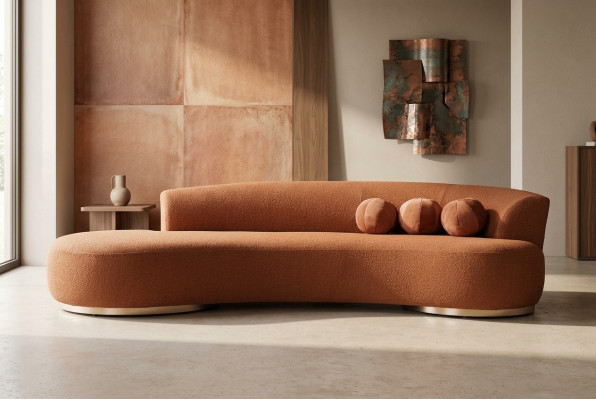 Moderne gestoffeerde sofa driepersoons bank bank 3-zits stoffenbank oranje