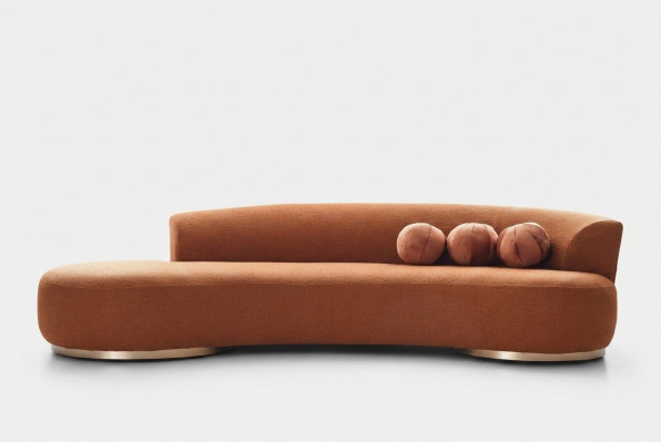 Moderne gestoffeerde sofa driepersoons bank bank 3-zits stoffenbank oranje