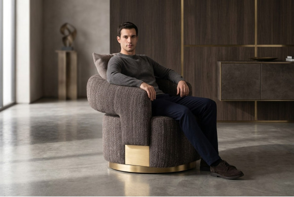 Fauteuil Eenpersoons Zitter Grijs Hout Woonkamer Tv-stoel Relaxstoel