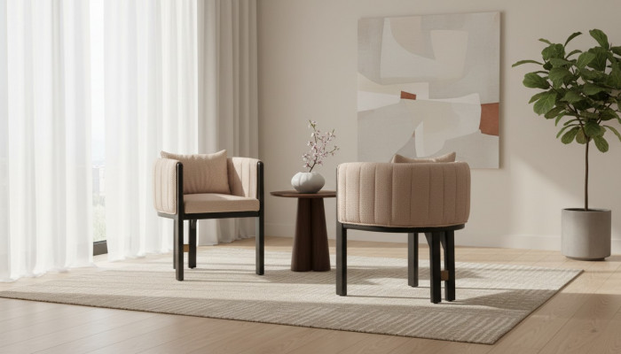 Keukenstoel eetkamerstoel Set stoelen 2-delig Armstoel Groep Beige