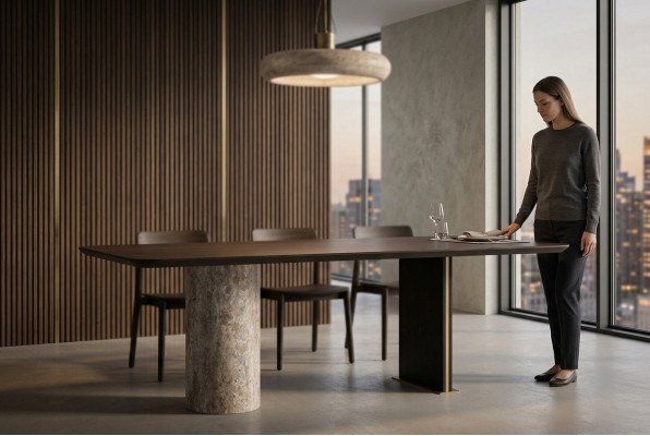 Eettafel eetkamertafel tafel eetkamer hout bruin 220 cm modern