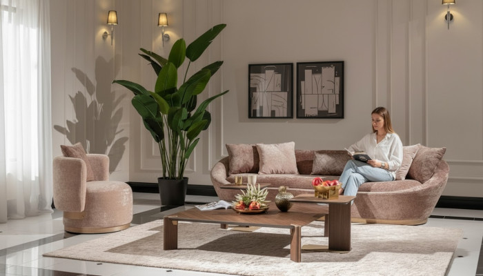 Bankstel bankstel stoffen bank driezitter fauteuil beige bankstel set