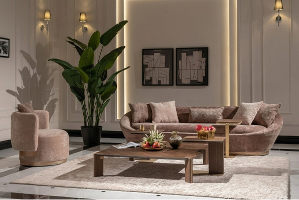 Bankstel bankstel stoffen bank driezitter fauteuil beige bankstel set