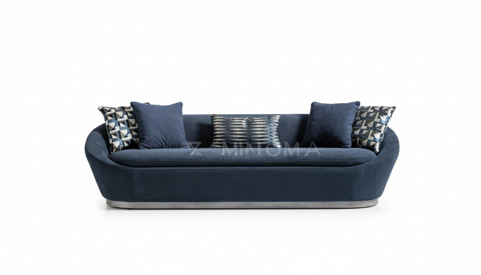 Moderne driezitsbank 3-zits stoffen bank Blauw gestoffeerde bank Stof