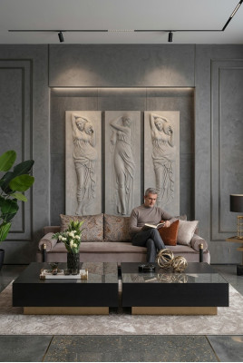 Complete woonkamer Driepersoons Bankstel Tafels Grijs 3-delig Stoffen Bank