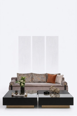 Complete woonkamer Driepersoons Bankstel Tafels Grijs 3-delig Stoffen Bank