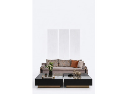 Complete woonkamer Driepersoons Bankstel Tafels Grijs 3-delig Stoffen Bank