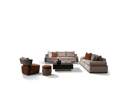 Volledige bankstel 431 stoffen bank fauteuil banken groep grijs tafel