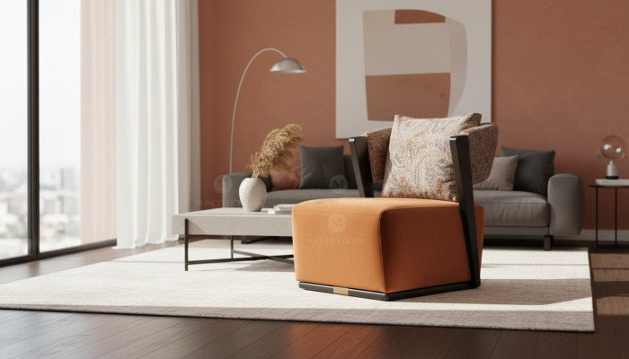 Stoel Ohrensessel Cocktailstoel Relaxstoel Oranje Stof Modern Zitvlak