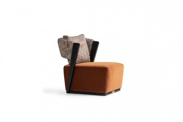 Stoel Ohrensessel Cocktailstoel Relaxstoel Oranje Stof Modern Zitvlak