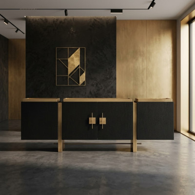 Dressoir Zijtafel Kast Commode Hout Zwart Modern Ontwerp Goud