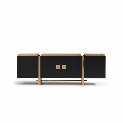 Dressoir Zijtafel Kast Commode Hout Zwart Modern Ontwerp Goud
