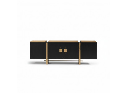 Dressoir Zijtafel Kast Commode Hout Zwart Modern Ontwerp Goud