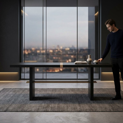 Eettafel Eettafel Tafel Eetkamer Hout Zwart Eetkamermeubels