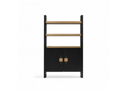 Kast met planken Houten kast Kasten Hout Zwart Design Goud Nieuw