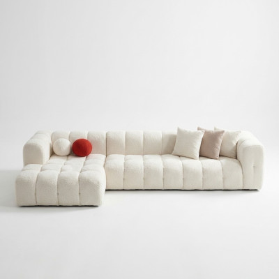 Hoekbank Stoffen Bank Gestoffeerde Bank Moderne Luxe Bank Relax Wit Bankstellen
