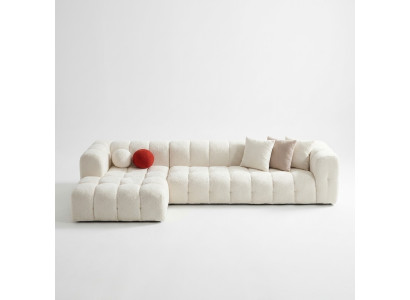 Hoekbank Stoffen Bank Gestoffeerde Bank Moderne Luxe Bank Relax Wit Bankstellen