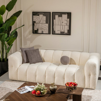 Bank Luxe Driezitsbank 3-Zits Stoffen Bank Gestoffeerde Bank Stof Wit