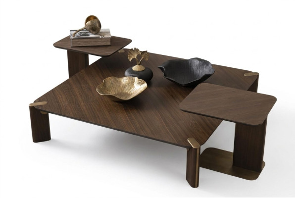 Groep 3-delige salontafel bijzettafels koffietafel Bruin Hout Set Tafel