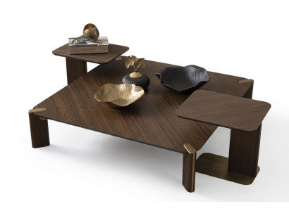 Groep 3-delige salontafel bijzettafels koffietafel Bruin Hout Set Tafel