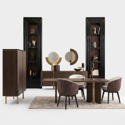 Eetgroep Eethoek Eetkamer Eettafel Stoelen 10-delig Bruin Hout Dressoir