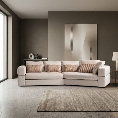 Hoekbank Stoffenbank Gestoffeerde bank Beige Banken Modern Woonkamer Ontwerp