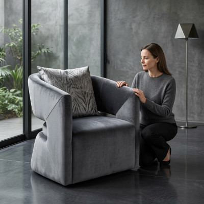Fauteuil Cocktailfauteuil Bekleding Een-zitter Zitter Luxe Clubsessel Grijs