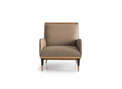 Fauteuil Eenpersoons Zetel Luxe Clubfauteuil Beige Kunstleer Woonkamer