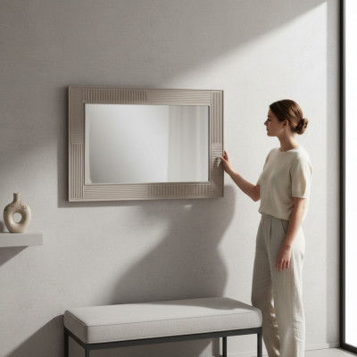 Spiegel Wandspiegel Dekospiegel Flurspiegel Luxus Modern Grau  Spiegel Wandspiegel Decoratieve spiegel Gangspiegel Luxe Modern Grijs