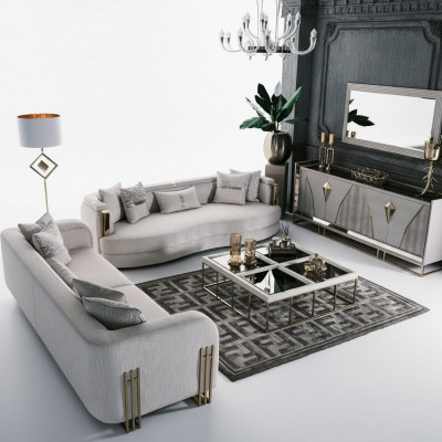 Complete bankstelsel Driezits stoffen bankstel set 8-delig Woonkamer Groot