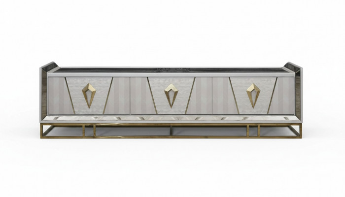 Sideboard RTV Lowboard TV Stand Hout Grijs Woonkamer Tafel Modern