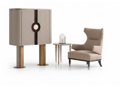 Fauteuil Groep Woonkamer Barkast Modern Oorfauteuil Beige Kast