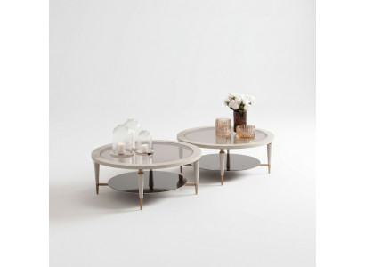 Groep salontafels bijzettafels set 2-delig koffietafels beige hout