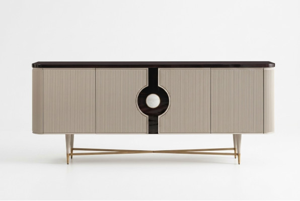 Sideboard Dressoir Kast Commode Houten Houten kast Beige Luxe Ontwerp