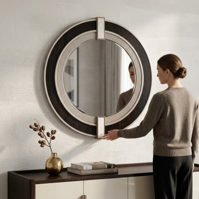 Spiegel Wandspiegel Dekospiegel Flurspiegel Moderne Schwarz Rund  Spiegel muur spiegel decoratieve spiegel gang spiegel modern zwart rond