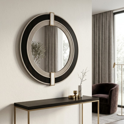 Spiegel Wandspiegel Dekospiegel Flurspiegel Moderne Schwarz Rund  Spiegel muur spiegel decoratieve spiegel gang spiegel modern zwart rond