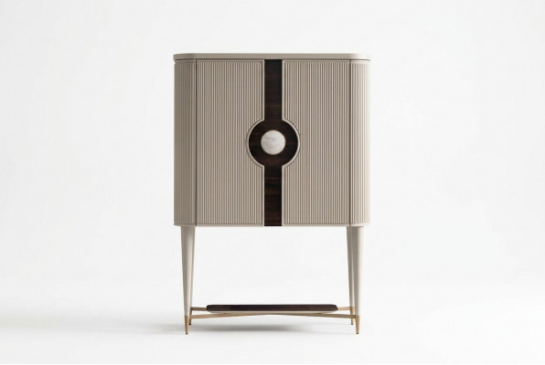 Barschrank Kast Houten kast Houten bar Beige drank Design Flessen