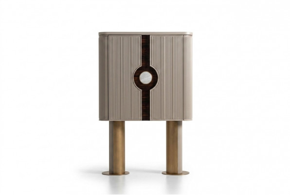 Barschank Drankkast Hout Beige Houten kast Ontwerp Flessenbar