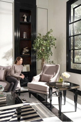 Garnituur Fauteuil Bijzettafel Woonkamer Oorfauteuil Grijs Modern 2-delig