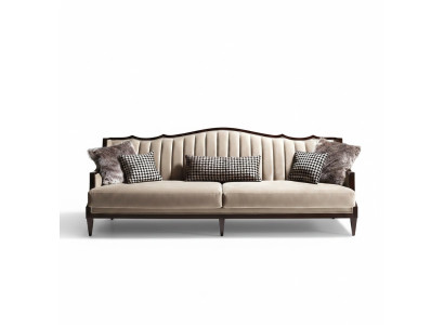 Stoffenbank Bank 4-zits Grijs Gestoffeerde Bank Vierzits Luxe Houten Design