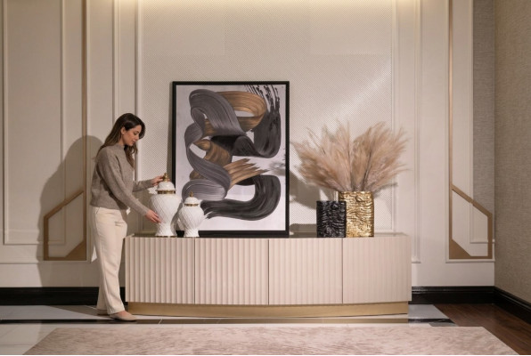 Sideboard Dressoir Kast Houten kast Hout Beige Woonkamer