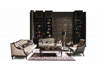 Bankstel Vierzitter Driezitter Fauteuil Grijs Salontafels Stoffen bank.
