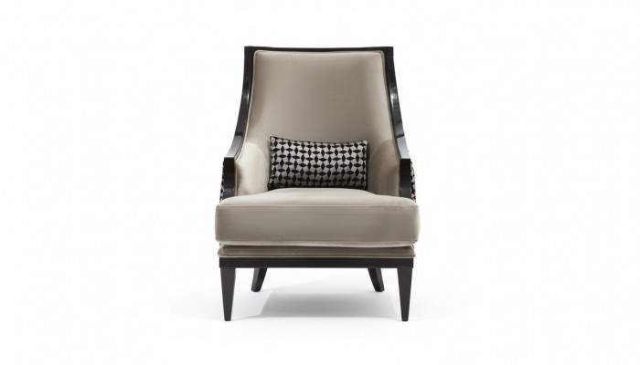 Fauteuil Oorfauteuil Eenzitter Zitter Stof Grijs Woonkamer Klassiek