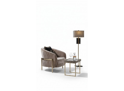 Woonkamer Compleet Fauteuil Bijzettafel Beige Stof Oorfauteuil Set