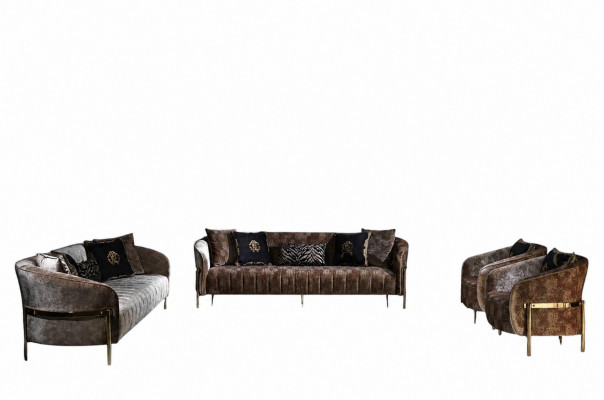 Bankstel Driepersoons fauteuil Beige Stoffen bank Moderne bank