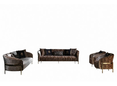 Bankstel Driepersoons fauteuil Beige Stoffen bank Moderne bank